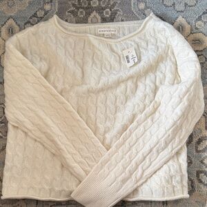 Aeropostale Cream Cable-Knit Crew Neck Sweater